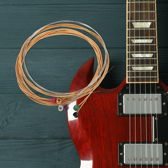 COSMOBETTY Acoustic Guitar Strings Set Assorted Color 6Pcs Metal String Replacement