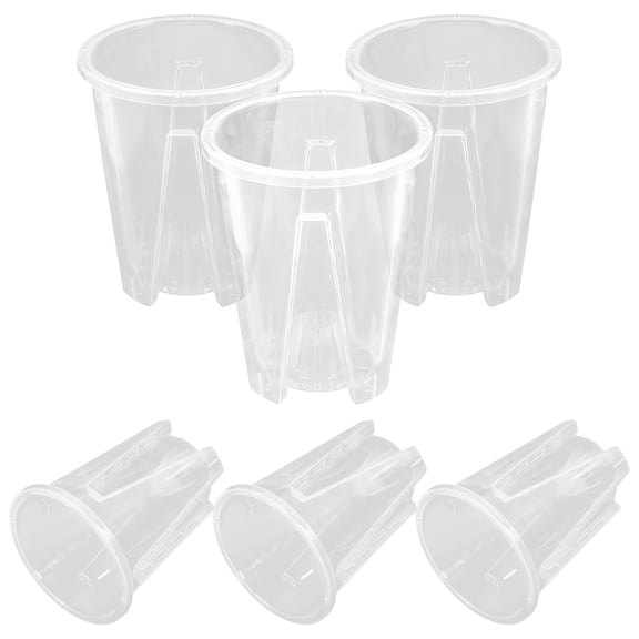 Worgeous 6pcs Clear PP Orchid Pots for Home Use with Drainage Holes and Root Inspection Design 6 pcs