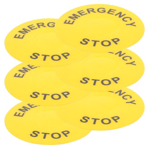 Worgeous 6pcs Emergency Stop Label Emergency Stop Equipment Decal Emergency Stop Caution Stickers Stop Sign Stickers Button Label Sticker Yellow