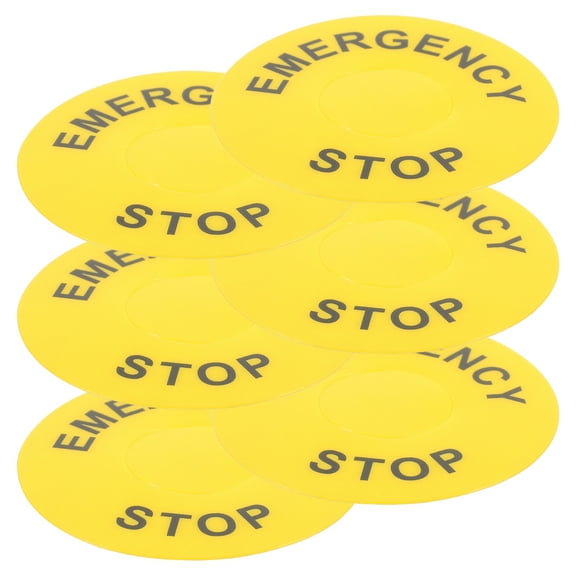 Worgeous 6pcs Emergency Stop Label Emergency Stop Equipment Decal Emergency Stop Caution Stickers Stop Sign Stickers Button Label Sticker Yellow