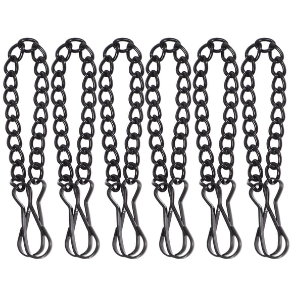 Worgeous 6-Pack Heavy Duty Black Metal Glass Window Hanging Chains for Picture Frames, Door Signs, Fire Safety Indicators, Indoor & Outdoor Use