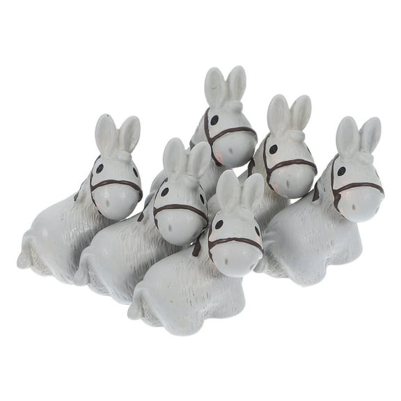 Worgeous 6pcs Mini Donkey Figurines Resin Animal Statues Animal Ornaments for Micro Landscape Decorations Cute Miniature Donkey