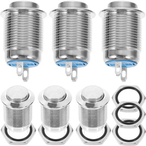 Worgeous 6pcs Momentary Auto Reset Push Start Button 12mm High Top Round Button