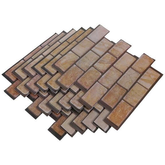 Worgeous 6pcs Peel And Stick Brick Wallpaper Self Adhesive Wall Covering For Kitchen Backsplash Bathroom Living Room Bedroom Brown Faux Brick 11.79x11.79in