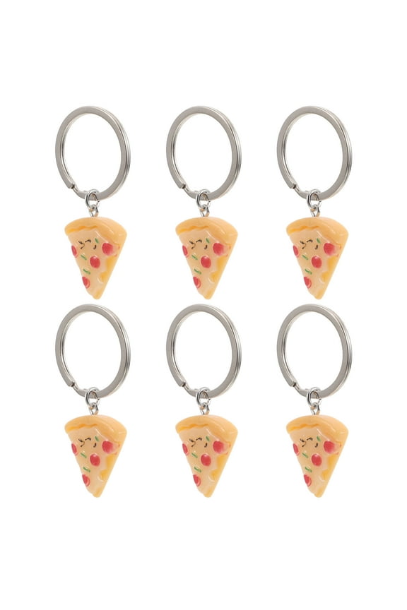 6pcs Pizza Keychains Food Slices Keychain Kids Party Favors Supplies For Men Women Friend Friendship Couples Backpack Pendant Birthday