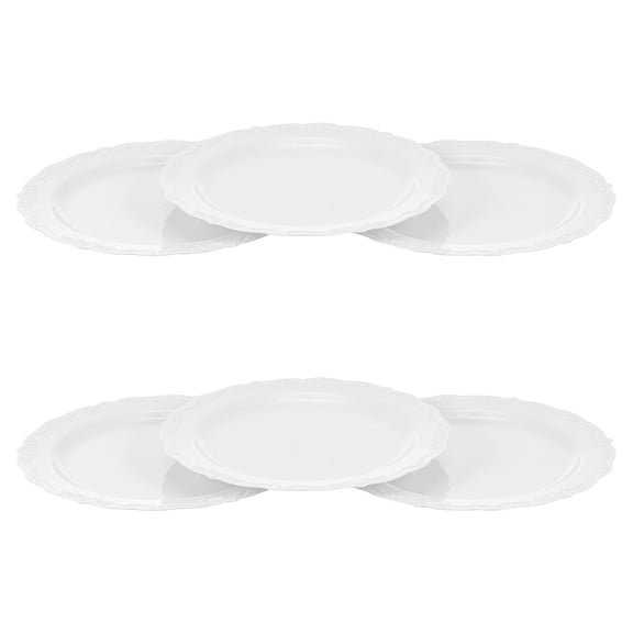 Worgeous 6pcs Practical Plastic Plates Round Shape Dish Tableware for Wedding Party Tray