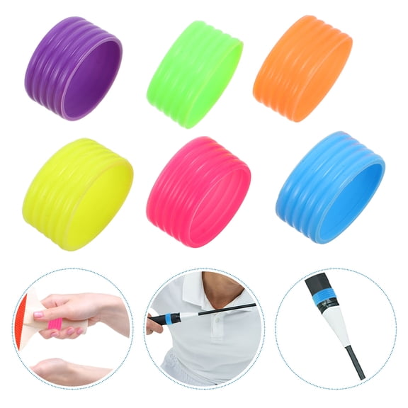 Worgeous 6pcs Reusable Tennis and Badminton Racket Rings Convenient Silicone Grip Bands Protector Overgrip Grips