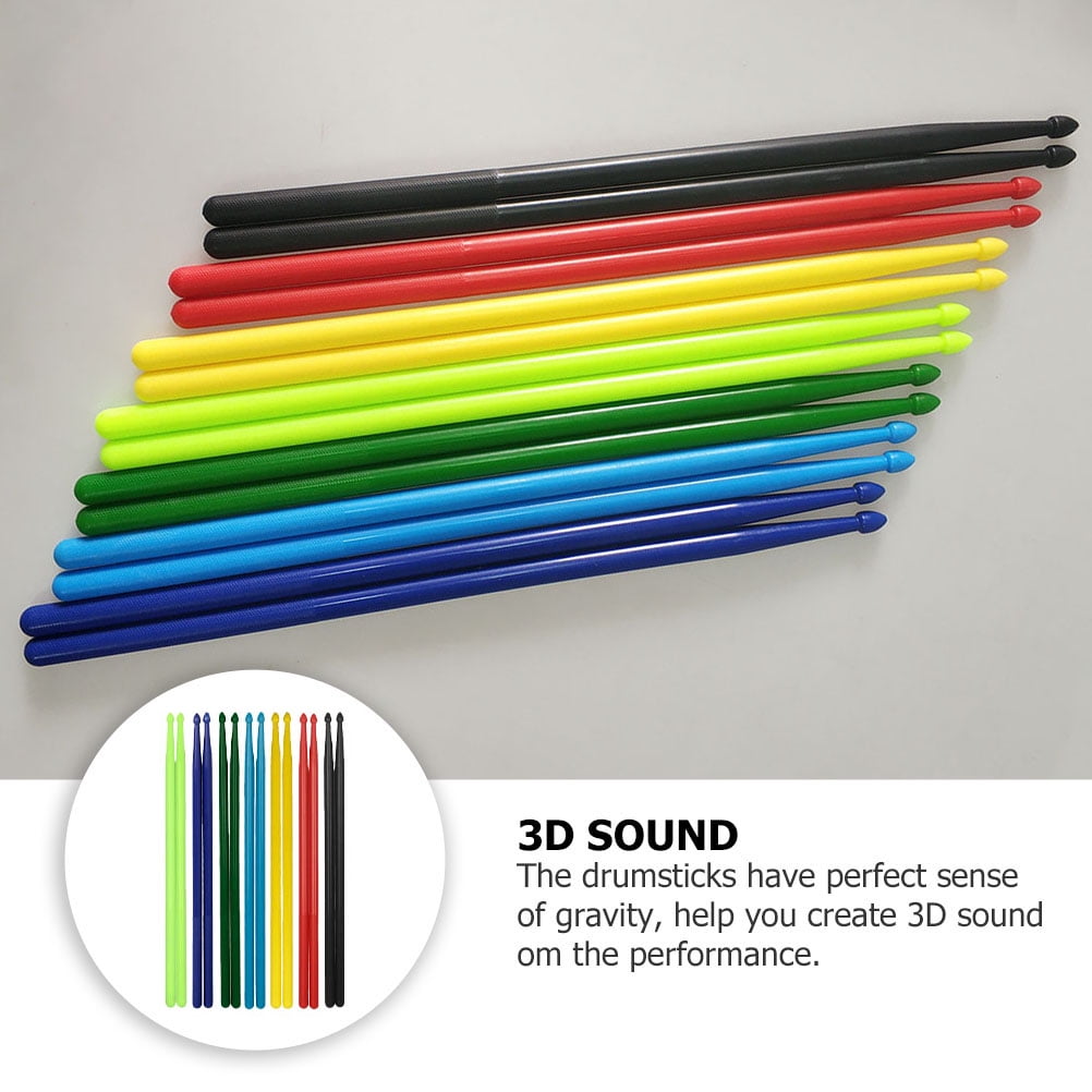 Worgeous 7 Pairs Colorful Drumsticks for Drum Set with Nylon Material Fits All People for Music Playing