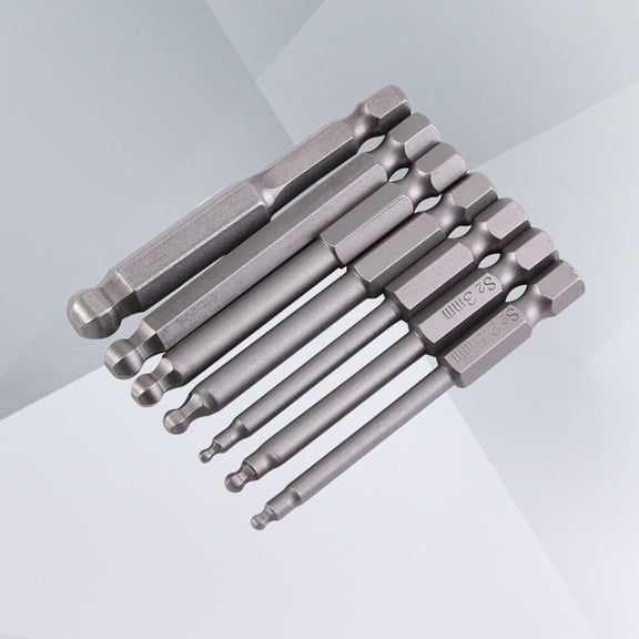 Worgeous 7 Pcs Steel Ball Screwdriver Bits Ball End Hexagon Head 2mm 2.5mm 3mm 4mm 5mm 6mm 8mm Bits Length 65mm