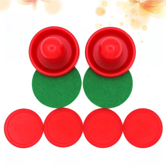 Worgeous 8 Pcs Hockey Accessories Air Table Hover Puck Game Putter Red