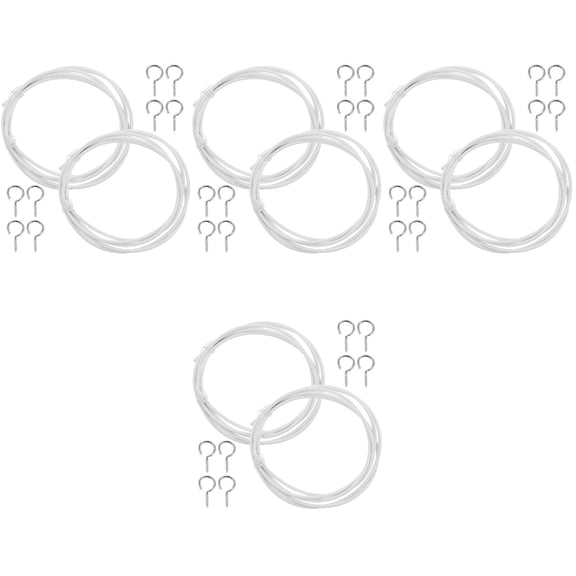 Worgeous 8 Sets Curtain Hanging Wire Shower Curtain Wire Cable Curtain Railing System Kit