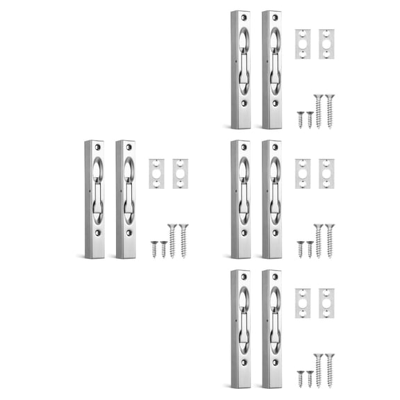 Worgeous 8 Sets Flush Bolt Hidden Door Bolt Latch Double Door Security Lock Lever Flush Bolt Latch Stainless Steel French Door Slide Bolt Lock