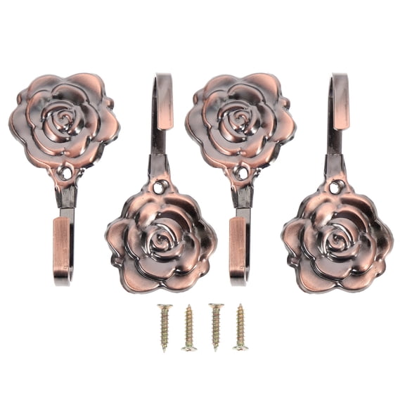 Worgeous 8 Sets Rose Flower Shaped Curtain Holdback Iron Curtain Holders Antique Drapery Holdback