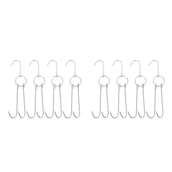 Worgeous 8 pcs BBQ Rib Hooks for Smoker Stainless Steel Meat Hook for Butchering Hanging hooks Kitchen Meat Hook Roast Hook Double Meat Hook