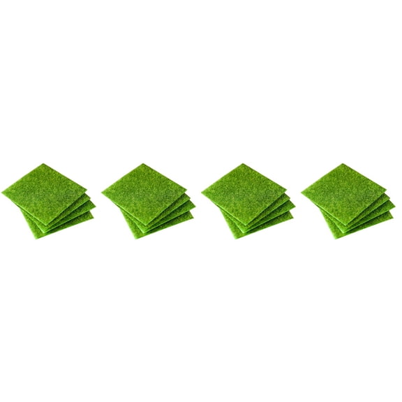 Worgeous 8 pcs  Life-like Fairy Artificial Grass Miniature Ornament Garden Mini DIY Mini Fairy Decorative Lawn - 15x15CM (Green)