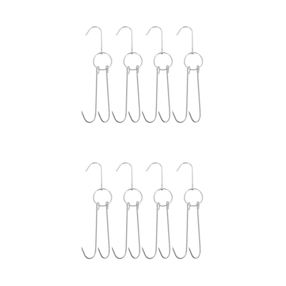 Worgeous 8 pcs Meat Hooks for Grilling and Smoking Stainless Steel Double Hooks Hanging Chicken Duck hooks Metal Meat Hook Roast Grill Hook
