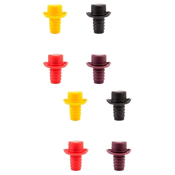 WEUVEB Silicone Wine Bottle Stoppers, Assorted Colors, Air-Tight Seal, Reusable, Dishwasher Safe, 8Pcs