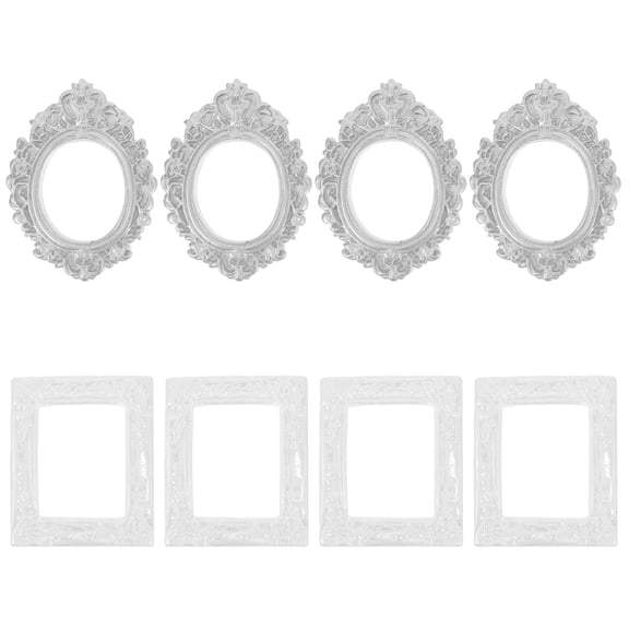 Worgeous 8Pcs DIY Miniature Photo Frames Resin Crafts Phone Case Decor Vintage Oval Photo Frame