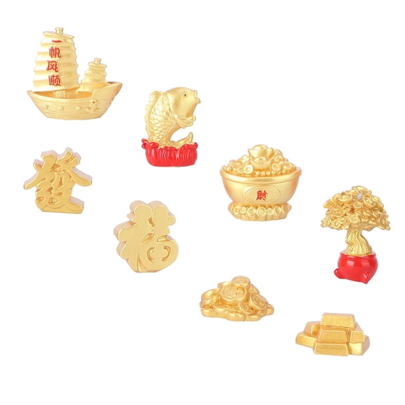 Worgeous 8Pcs New Year Decor Chinese Zodiac Ox Ornament Golden