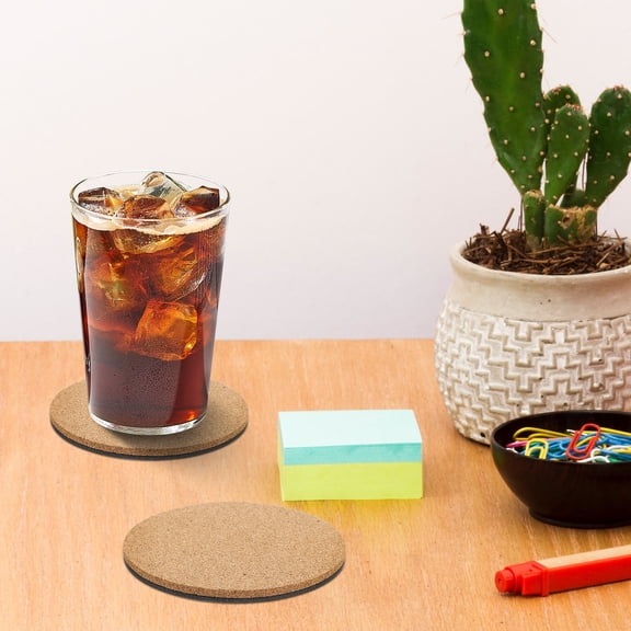 RENACLIPY 8Pcs Round Cork Plant Coasters with Nonslip Bottom for Desk and Table Use