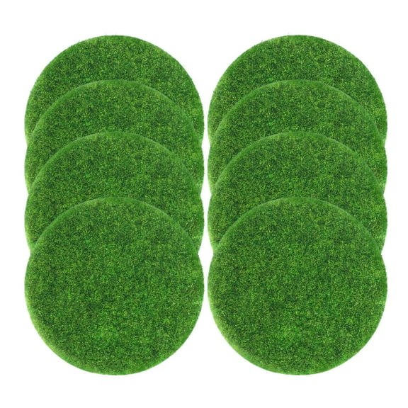 Worgeous 8pcs Round Miniature Grass Mat Artificial Moss Round Crafts Grass Fairy Garden Decoration DIY Fake Grass for Miniature Lawn Dollhouse Garden Decor