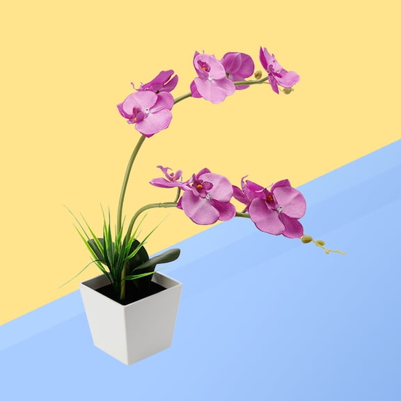 Worgeous 9 LED Orchid Lights Battery Operated Artificial Potted Flower Light Home Decoration (Purple)