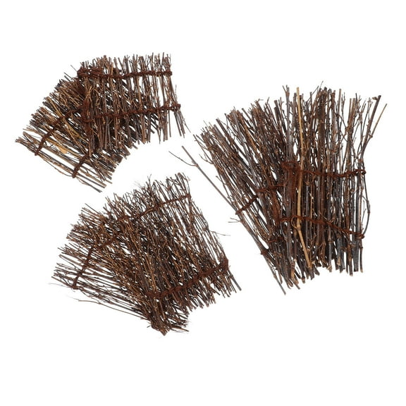 Worgeous 9 Pcs Natural Fence Edging Fences Wedding Decor Brown