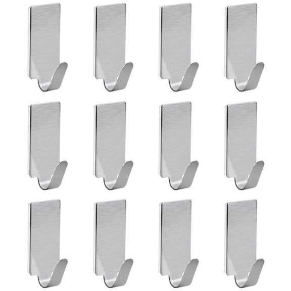 Worgeous 90 pcs  Stainless Steel Strong Sticky Hooks Traceless Door Back Hooks  (Silver)