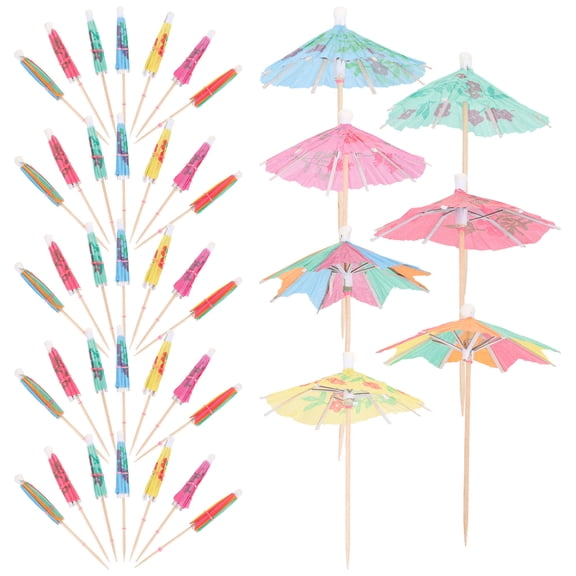 Worgeous Mini Paper Umbrella Toothpicks Picks Assorted Color DIY Decorations People 90pcs