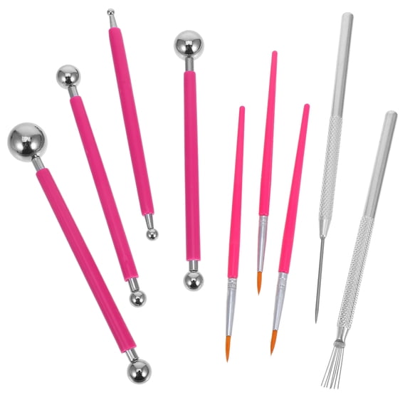 Worgeous 9Pcs DIY Pottery Tools Set Double-Ended Clay Sculpting Tools Metal Embossing Stylus for Clay Modeling Ceramic Dotting Tracing Pottery Fondant