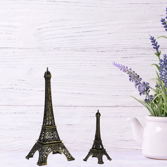 Worgeous 9pcs Eiffel Tower Iron Sculpture Vintage Tower Cake Topper French Architecture Model Figurine for Eiffel Party Home Table Decoration
