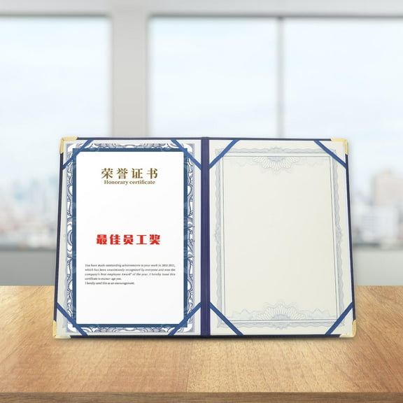Worgeous A3 Size Pu Leather Certificate Holder 1 Set For Graduation And Award Documents Report Cover Certificate Supplies