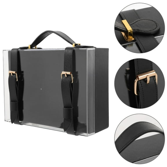 Worgeous Acrylic Gift Box for Packing Suitcase Birthday Portable Handle Gift Wrapping Box 1 Set