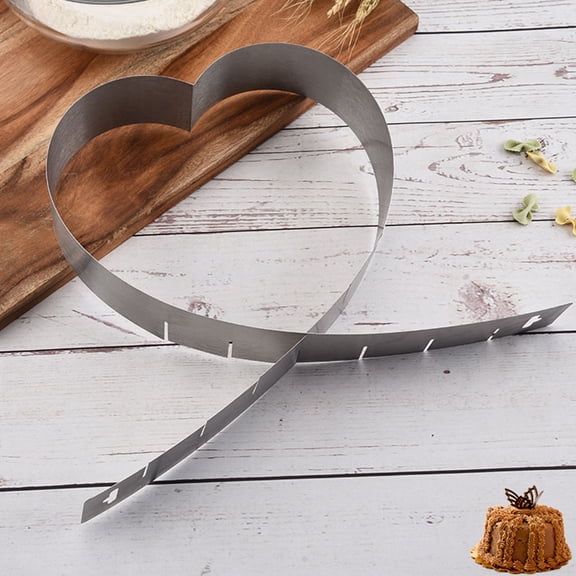 Worgeous Adjustable Heart Shaped Cake Mold for Baking Stainless Steel Silver Reusable 3.5 Inches
