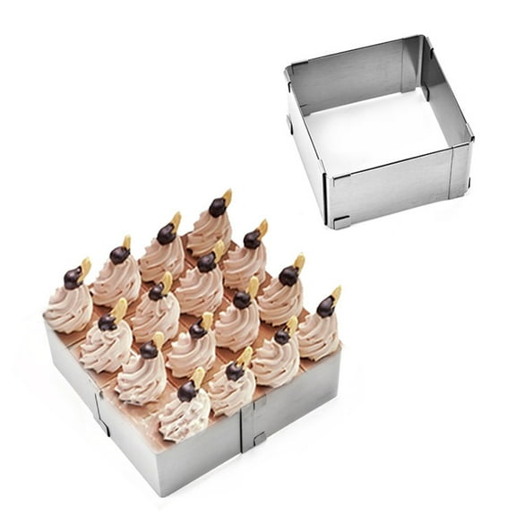 Worgeous Adjustable Square Cake Slicer Mousse Cutter Stainless Steel Layered Cake Mold Baking Ring