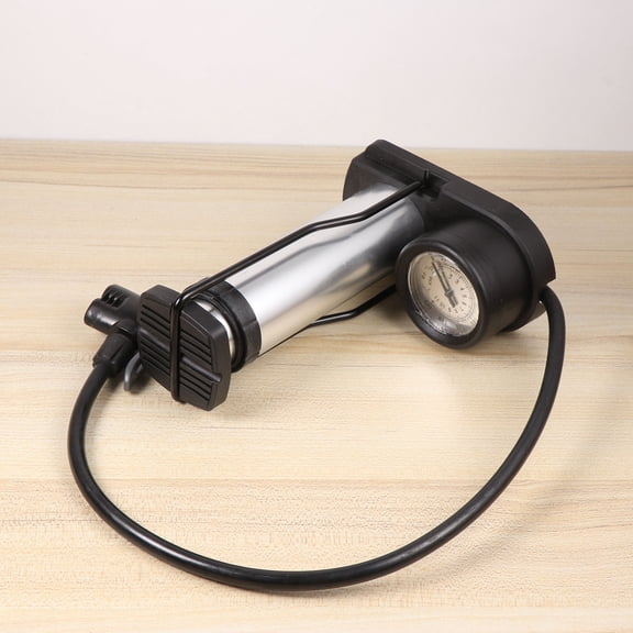 Worgeous  Air Pump Foot Pedal Bicycle Tire Inflator Bike Mini Portable Silver