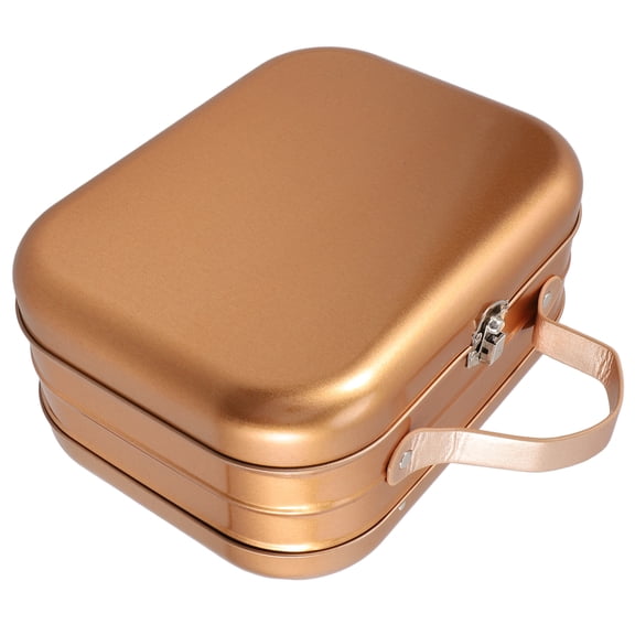 SEWCHICS Golden Handheld Tinplate Box For Storage 1Pcs 8.7x6.7x4.2in