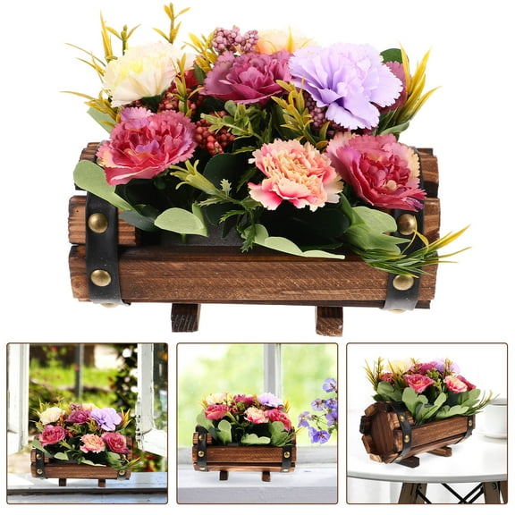 SWETRACE Faux Flowers Wood Color for Dining Table 1 Set 7.9X7.1X3.5In