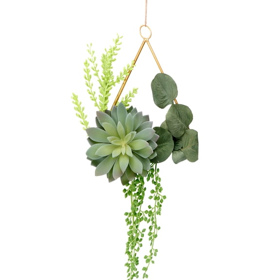 Worgeous Artificial Succulent Wedding Wreath for Home and Event Decoration Green Plastic Hanging Decor 12.5 Inch