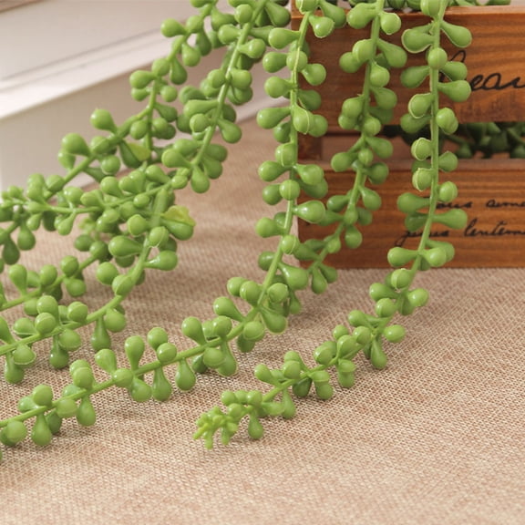 Worgeous Artificial Succulents Pearls Fleshy Green Vine Flower Hanging Rattan Simulation Hanging String of Pearls Basket Plant Lover Decoration