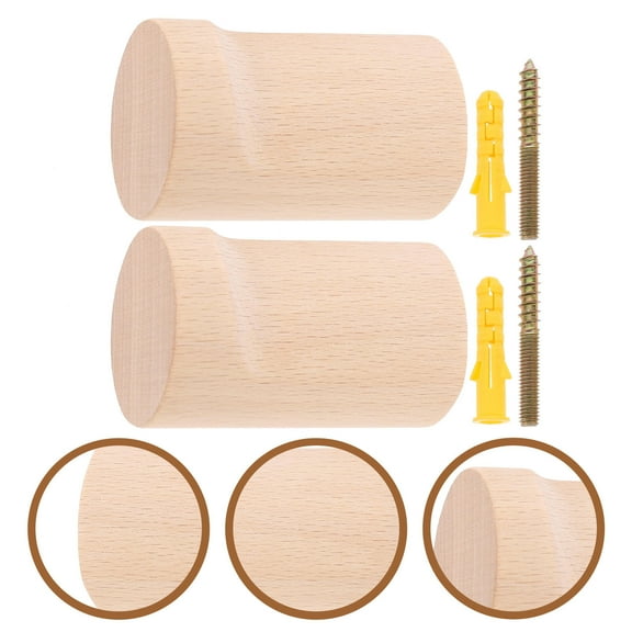 Worgeous Assorted Color Wooden Wall Hooks for Storage Nordic Style Adhesive MultiFunctional Design 2 Set