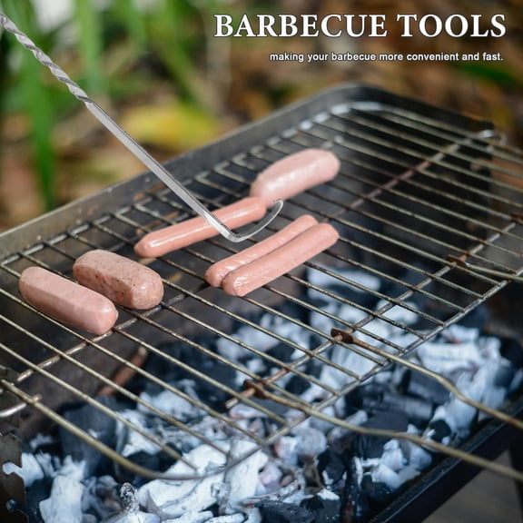 Worgeous Bacon Food Flipper Meat Turner Hook Stainless Steel Steak Flipper Hook Grill Accessories For Bbq Grilling Griddle Kitchen Cooking