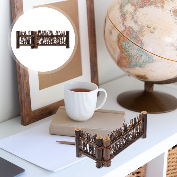 WORGEOUS Tea Ceremony Style Bamboo Fence Small Screen Decor Brown 1Pcs