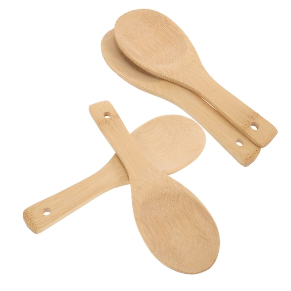 Worgeous Bamboo Rice Spoon for Cooking Safe Nonstick Carbonized Bamboo Serving Spoon Beige 4pcs