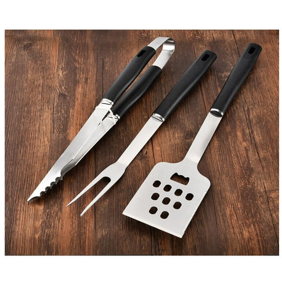 Worgeous Barbecue Accessories Set 3Pcs Black Compact Grilling Kit for Home Use and Travel 17.3x3.5in 15.4x1in 16x0.8in