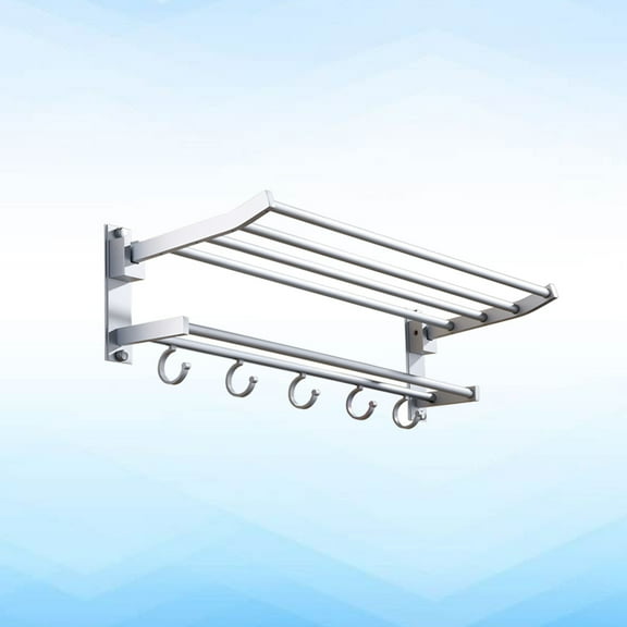 Worgeous Bathroom Towel Rack Double Layer Towel Rack Travel Size 3 Silver