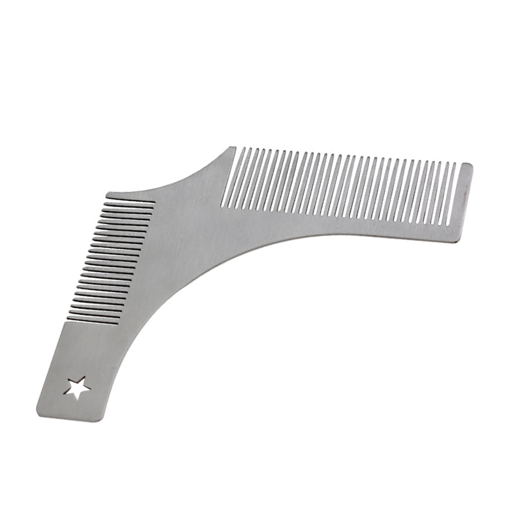 Worgeous Beard Liner Tool Beard Shaper Tool Hair Line Up Tool Men's Beard Shaping Template Comb Durable Stainless Steel Beard Edger Liner