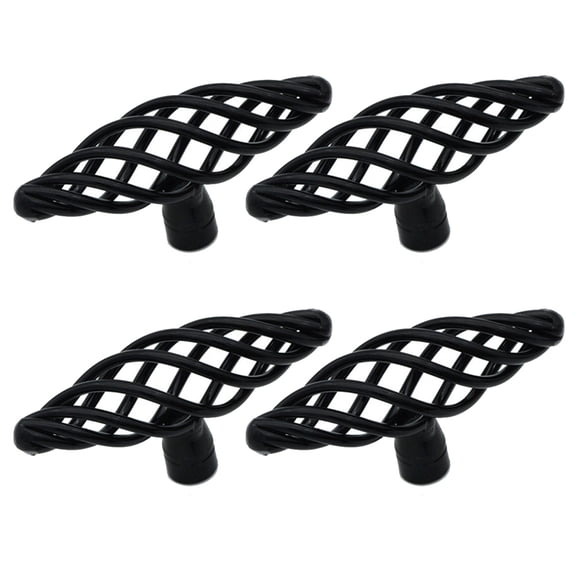 Worgeous Black Alloy Cabinet Knob with Creative Bird Cage Design for Home Use Copper Material 4 Pieces Large Size