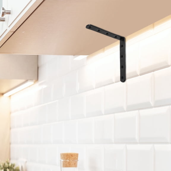 Worgeous Black Heavy Duty Straight Brackets for Wood Fence Bookcase Cabinet Made of Stainless Steel 4pcs