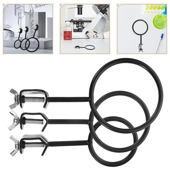 Worgeous Black Metal Retort Stand Ring for Laboratory Experiments Sturdy and Easy to Clean 3pcs